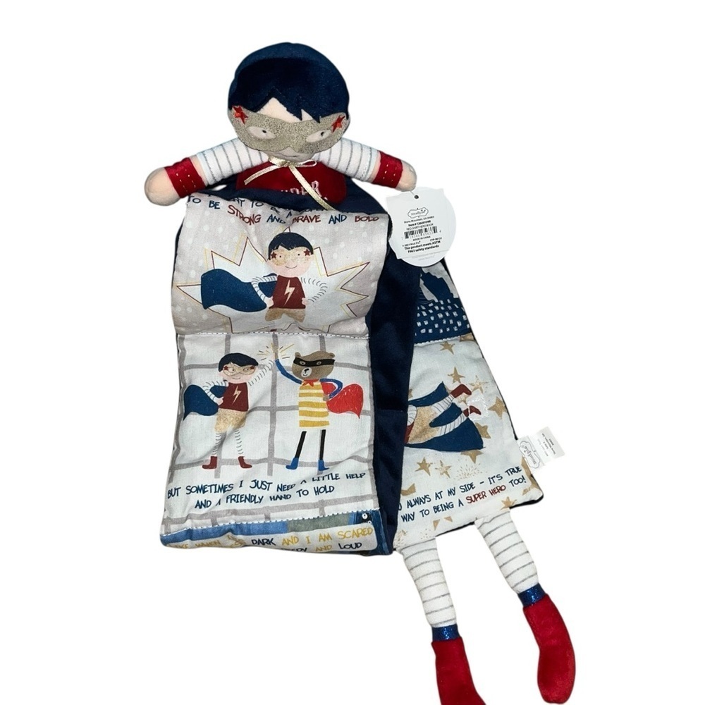 MudPie Reading Pals Superhero Boy Storybook Doll Plush Fabric Story Blanket nwt